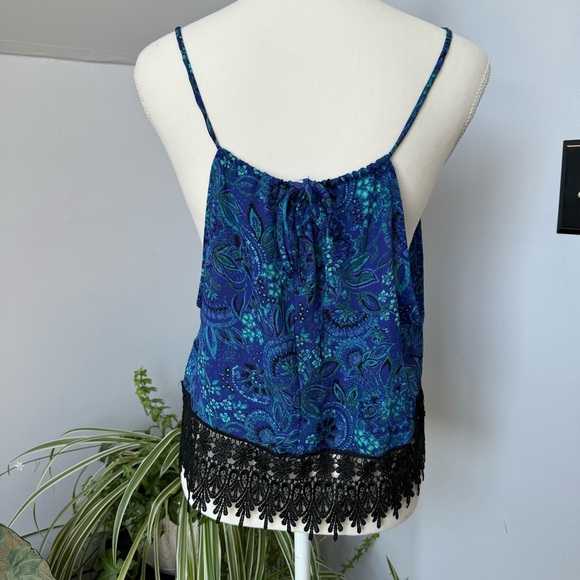 Urban Outfitters Staring at Stars Spaghetti Strap Halter Tank Embroidered Trim L - Picture 2 of 6